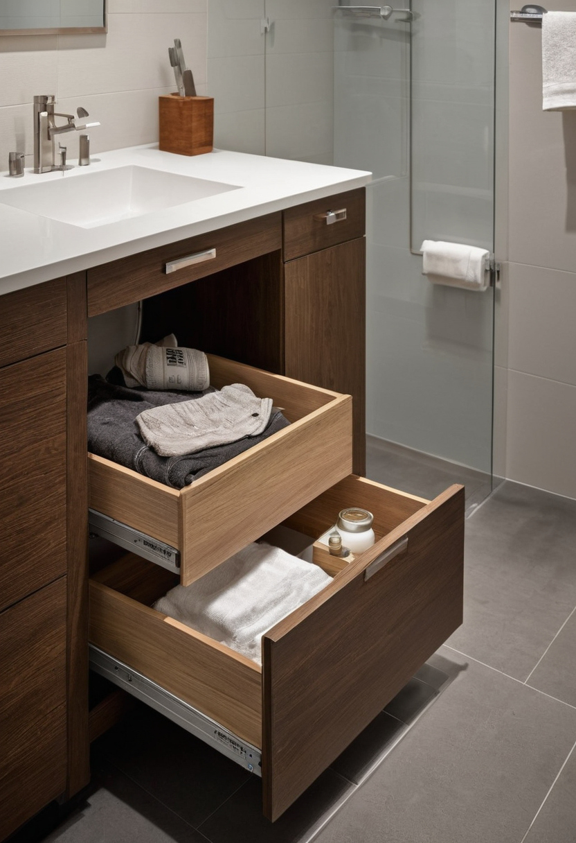 Choose under-sink drawers or stackable bins by verified fit and access interior planning detail